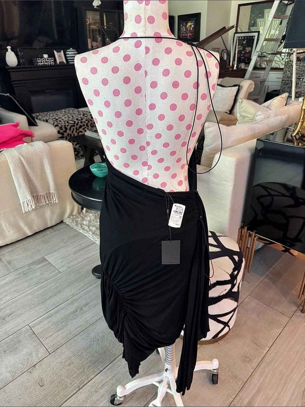 Marilyn Monroe Ruched Polka Dot Mini Dress Size 0 NWT - Picture 3 of 10